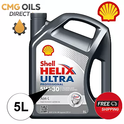 Shell Helix Ultra Prof 5w30 (5w-30)c3 Am-l*fully Synthetic *low Saps * Bmw Ll-04 • £32.99