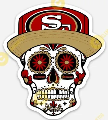SAN FRANCISCO 49ERS SUGAR SKULL STICKER - NINERS 49er California NFL Football  • $5.49