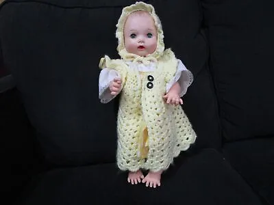 Vintage Adorable Effanbee Baby Doll In Yellow Sweet Face Precious Wet Sleep Doll • $15