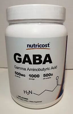 Nutricost GABA (Gamma Aminobutyric Acid) Powder 500 Mg - 1.10 Lbs Unflavored NEW • $27.27
