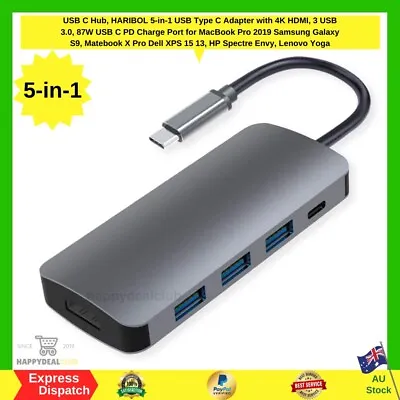 $34.99 • Buy USB C Hub, Mac Book Pro Adapter USB C Dongle, 5 In 1 USB C To HDMI Multiport