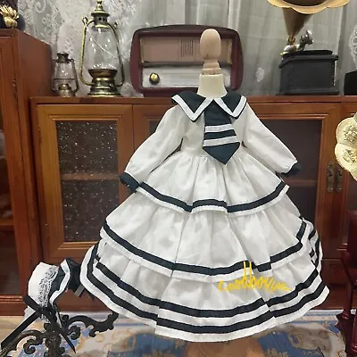 Blythe 1/6 1/4 1/3 BJD Clothes Sailor Dress With Tie + Headwear Black + White • $25.96