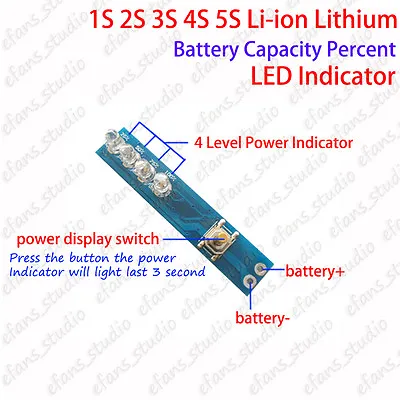£2.62 • Buy 1S 2S 3S 4S 5S Lithium Li-ion Battery Capacity Indicator Power Level LED Display