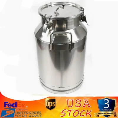 Milk Can Wine Pail Bucket Tote Jug With Lid Stainless Steel Can Restaurant 40L  • $108.30