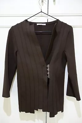 $135 • Buy Scanlan & Theodore Crepe Knit Chocolate Brown Cardigan /Jacket,2/3 Sleeve, Large