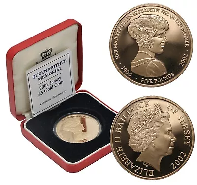 Bailiwick Of Jersey 5 Pounds 2002 Queen Mother Memorial RARE / LOW MINTAGE • $3999.95