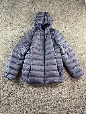 Eddie Bauer Goose Down Jacket Womens Extra Large Gray Purple EB650 Puffer FLAW • $27.99