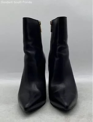 Michael Kors Womens Leona Black Leather Pointed Toe Stiletto Ankle Boots Size 9M • $25.99