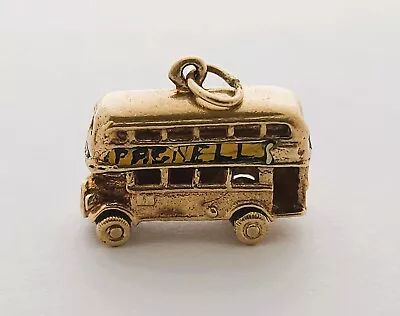 9ct/ 375 Yellow Gold  Double Decker Bus  Charm 1972/ L 1.9 Cm/ 4.3 G • £41