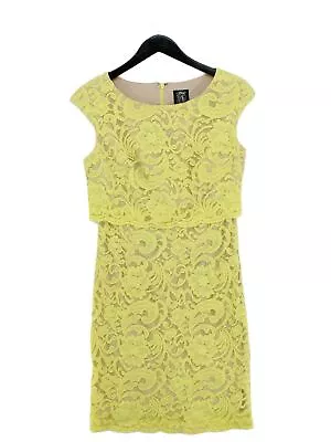 Jax Women's Midi Dress UK 6 Yellow Cotton With Nylon Polyester A-Line • £23.50