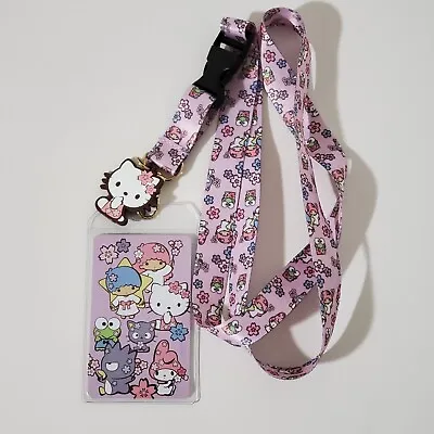 Sanrio Hello Kitty And Friends Sakura Cherry Blossom Pink Lanyard Card ID Holder • $14.95