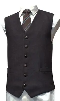 Mens Wool Blend Tweed Waistcoat Vest Gilet - Brown Herringbone  • $40.97