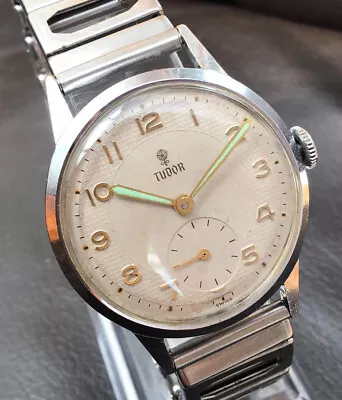 VINTAGE 1950’s TUDOR ROLEX GENTS WAFFLE DIAL MECHANICAL WATCH • $191.14