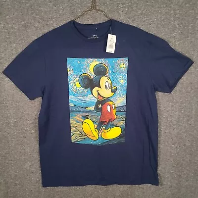 Disney Mickey Mouse Mens' Van Gogh Starry Night Sketch Design T-Shirt XL • $9.95