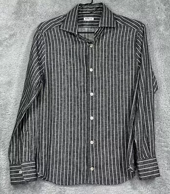 Kiton Mens Casual Linen Button Up L/S Shirt Sz Small  Striped White And Black • $55