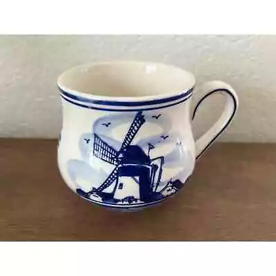 Vintage Delft Blue Mug Windmill Dutch Flower Hand Painted D.A.L.C. 3” Tall • $8