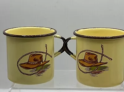 Monterrey Western Ware Enamelware Coffee Cup Cowboy Hat Lasso Set Of 2 Camping • $34.95