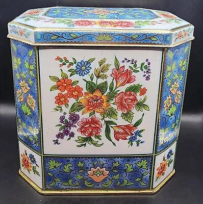 Vintage Metal Tin With Hinged Lid By Daher Made In England Empty Octagonal Tin • $24.94