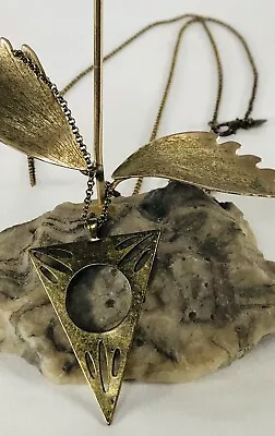 American Eagle Antique Brass Necklace 32” Arrow Head Pendant 2” Rolo Chain • $12