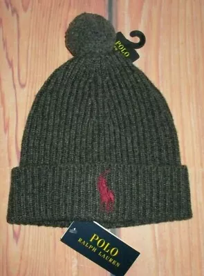 Mens Polo Ralph Lauren Charcoal Pom Pom Beanie Hat One Size • $29.90