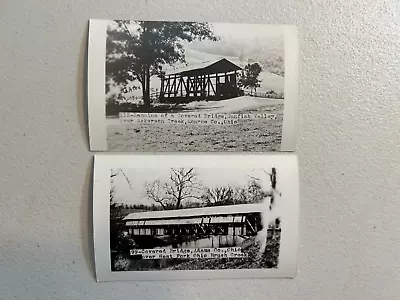 2 Vntg 1940s Ohio Covered Bridge Real Photo Postcard G Aten - Adams Monroe Cty • $9.99