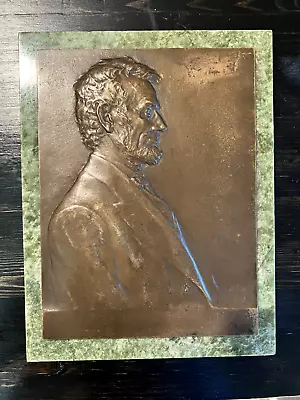 Victor David Brenner Abraham Lincoln Plaque - 1907 - Rare Green Marble Original! • $1950