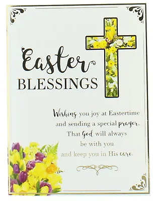 Pack Of 10 Religious Blessings Easter Cards 2 Designs - Floral Cross Gold Foil • £4.99