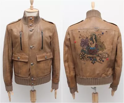 Men's GUCCI TOM FORD Leather Jacket Bomber Printed RARE Made In ITALY Fits M/L • $990