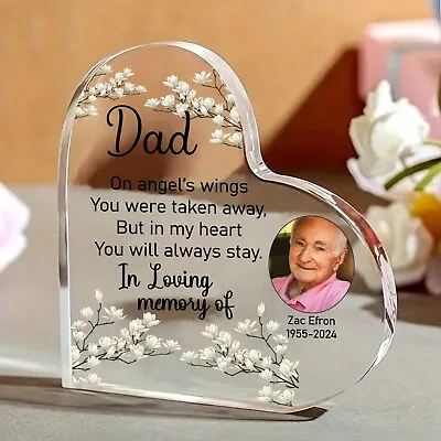 Memorial Plaque For Dad Mum Nan Grandad Gift Personalised Photo Block In Memory • £8.95