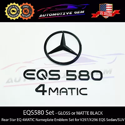 EQS580 4MATIC Rear Star Emblem Black Badge Set Mercedes AMG Sedan SUV V297 X296 • $87.99