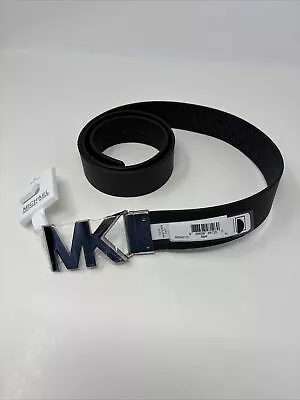 Michael Kors Belt Reversible Black/brown Mk Logo Textured Silver Buckle -xl • $20