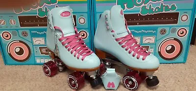 New Moxi Beach Bunny Roller Skates Sky Blue Size 7 Fits Women's 8-8.5. • $169