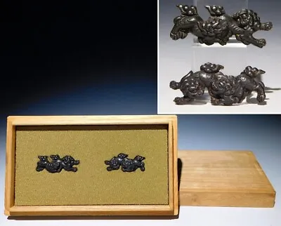 Shishi Menuki In Special Box  Edo Original Tsuba Sword Antique • $180