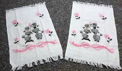 Pr NOS Vtg Cannon Pink Gray Poodle Fingertip Guest Towels 11x16  Kitschy  #2 • $22