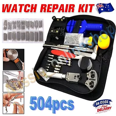 504pcs Watch Repair Tool Kit Back Case Opener Remover Spring Pin Bars Watchmaker • $30.99