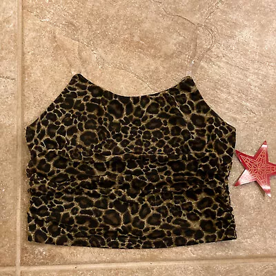 BNWT Sz Large Leopard Print Midriff! Layered Mesh Clubwear! Gothic! Ruched Sides • $5.49