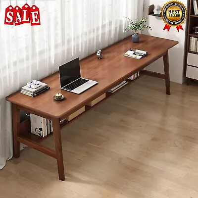 63  Solid Wood Desk Mid Century Modern Walnut Home Office Writing 29.5  H NEW • $734.82