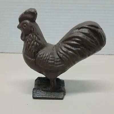 Cast Iron Rooster Door Stop Vintage Decor Piece - Detailed - Painted Brown  • $18.99