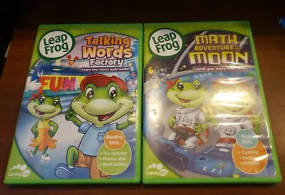 Leap Frog MATH ADVENTURE TO THE MOON + TALKING WORDS FACTORY DVDS Math Reading  • $9.95