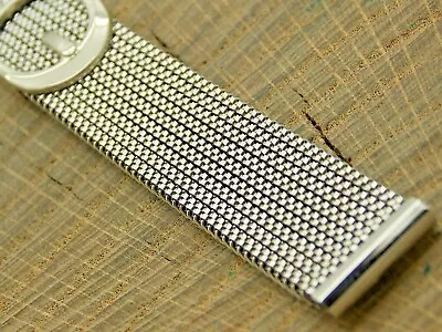 Vintage Mesh Expansion With Faux Buckle Watch Band Stainless Steel 16mm Bracelet • $35.10