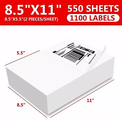 1100 Premium 8.5x5.5 Square Corner Shipping Labels Half Sheet Self Adhesive US • $32.47