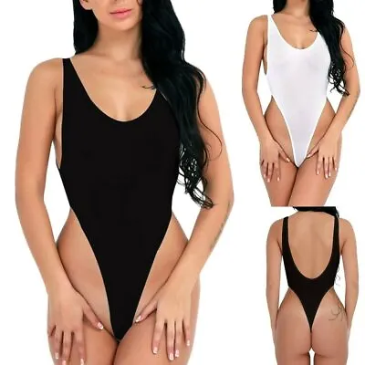 Women One-piece Backless High Cut Thong Jumpsuit Swimsuit Swimwear Beach Bikini • $13.19