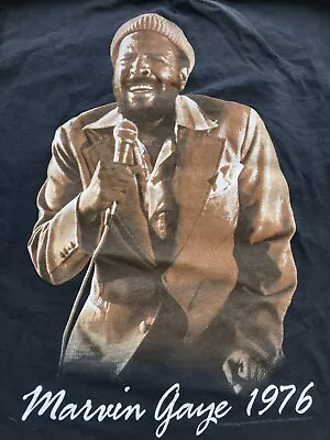 2005 Marvin Gaye 1976 Graphic On Black T Shirt Zion Rootswear LARGE • $57.89