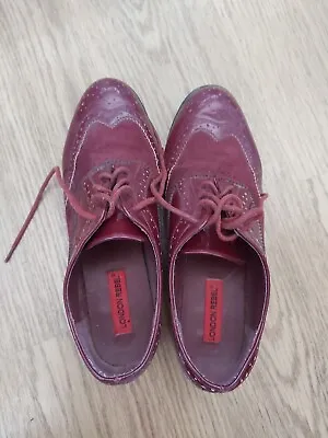 Red Burgundy Size 6 Shoes London Rebel Flat Lace-Up Shoes • £9