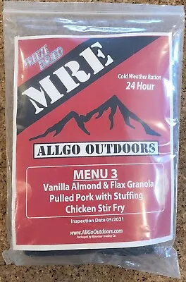 AllGo Outdoors Freeze Dried MCW - Survival Food 24hr Field Ration Menu 3 MRE • $29.99