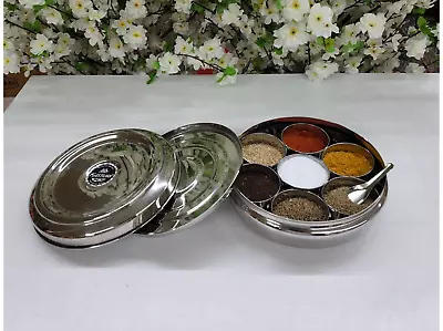 Stainless Steel Spice Box Masala Dabba Spice Box With Individual Containers Gift • $37.99