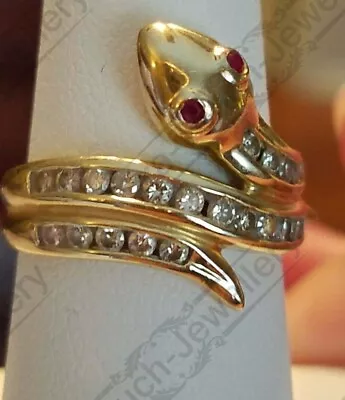 2 CT Round Cut Lab Created & Ruby Eyed Snake Wrap Ring 14K Yellow Gold Finish • $156.80