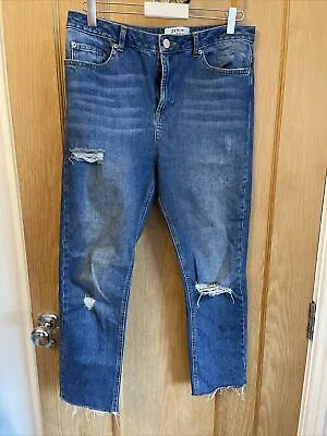 Miss Selfridge Raw Hem Ripped Ankle Jeans Size 12 Good Condition • £10