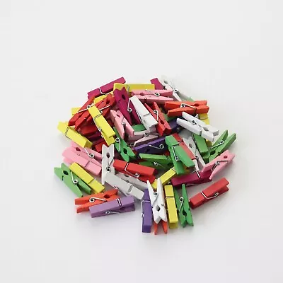 Colorful New Wooden Mini Craft Clothespins. (50 Pcs. Per Unit) Photo/Baby/Paper • $3.99