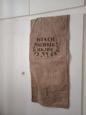 Vtg Antique GRAIN SACK  Printed Black Writing Grainsack RARE Hemp   WASHED • $57